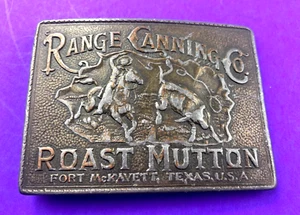 Roast Mutton Fort McKavett Texas U.S.A Vintage Bergamot Belt Buckle   jh - Picture 1 of 4
