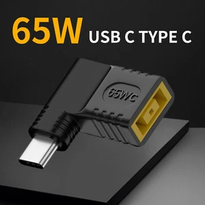 90 Degree 65W USB Type C To DC For Lenovo Power Charger Adapter Square Converter - Picture 1 of 10