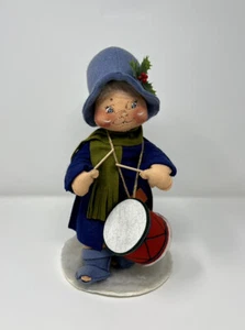 Vintage Annalee Blue Drummer Boy 1988 Felt Plush Posable Doll On Base 13" Tall - Picture 1 of 12