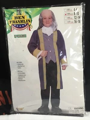 Chaqueta Disfraz Ben Franklin Infantil Con Chaleco + Jabot Talla Niños M (8-10) Foto 1 de 4