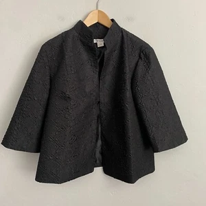 Grace Chuang NY Textured Jacket Blazer Women Small Black Open Front 1/2 Sleeve - Picture 1 of 12