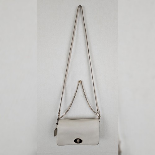 Mini tracolla Coach Crossgrain in pelle bianca F34604 spedizione gratuita