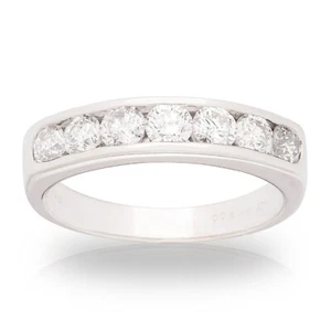 18ct White Gold 1ct Diamond Half Eternity Band Ring - Picture 1 of 5