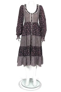Vtg GUNNE SAX 1970s Purple Calico Floral Print Tiered Dress sz 11 AS IS /301 - Picture 1 of 8