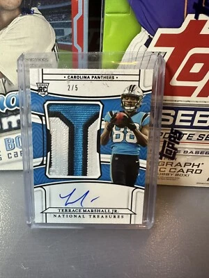 2021 National Treasures Terrace Marshall Jr Rookie Patch Auto TRUE RPA /5 - Image 1 of 2