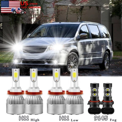 For Chrysler Town & Country 2008-2009 Combo LED Headlight Hi/Lo+Fog Light Bulbs - Imagem 1 de 4