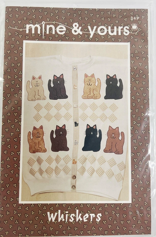 Women Uncut Mine & Yours Whiskers Cat  Appliqué Cardigan Jacket Sewing Pattern - Image 1 of 3