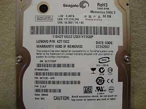Seagate ST960813AS 9S113C-070 FW:3.CLF (42T1002) WU 60gb 2.5" Sata Hard Drive - Picture 1 of 1