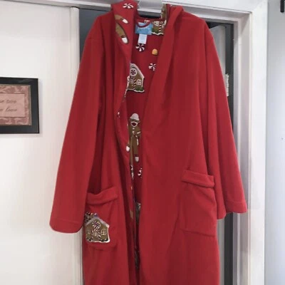 Nick & Nora Sock Monkey  Juniors Red Robe Christmas Gingerbread Man  Cotton S/M - Image 1 of 4