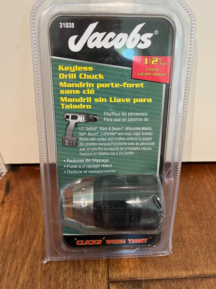 Jacobs 31038 Hand-tite Keyless Drill Chuck