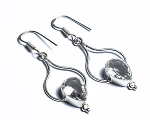 White Topaz 925 Sterling Silver Jewelry Earring L-2.25 W-1 V532
