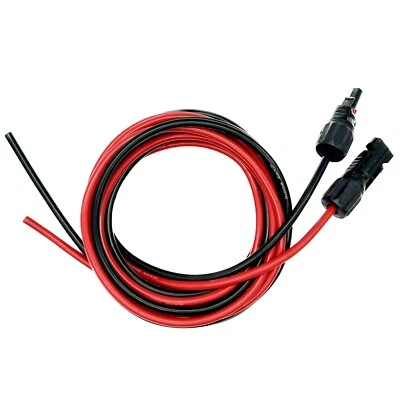 10 AWG Black Red Solar Panel Extension Cable Silicone Flexible Wire Connector - Image 1 of 4