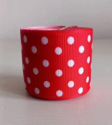  1 YARD Red Polka Dot Grosgrain Ribbon 38mm Cake Decoration  - Image 1 of 2