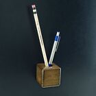 Wooden Magnetic Block Single Pen Holder Artisan Crafted Brown Dyed Solid Wood