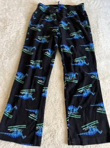 Old Navy Boys Black Blue Dinosaurs Green Skiing Fleece Pajama Pants 8 - Picture 1 of 7