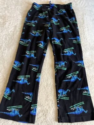 Old Navy Boys Black Blue Dinosaurs Green Skiing Fleece Pajama Pants 8 - Image 1 of 4