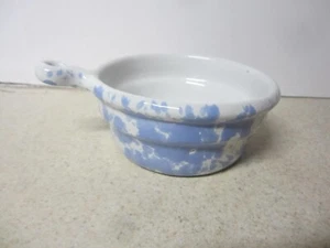 BLUE AGATE BENNINGTON POTTERS ONION SOUP BOWL WITH LOOP HANDLE # 1894 - Picture 1 of 6