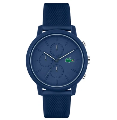 LACOSTE 12.12 CHRONOGRAPH 2011244 BLUE DIAL BLUE SILICONE STRAP 43MM MENS WATCH - Image 1 of 4