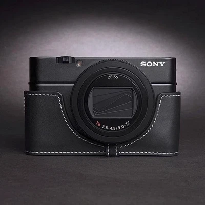 Genuine Real Leather Camera Half Case Bag Cover For Sony RX100 M6 M7 RX100VII - Image 1 of 4