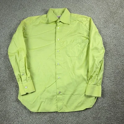 Camisa Isaia Napoli Para Hombres 15.5 Verde Abotonada Extendida Italiana Oficina Carrera Algodón Foto 1 de 4