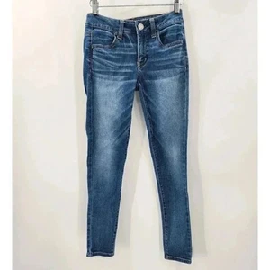 American Eagle Outfitters Super Stretch Blue Jeans Girls Junior Jegging 0 Short - Picture 1 of 5