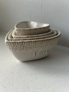 Next Heart Shaped Ceramic Measuring Cup Set of 4 Cooking Measures Beige Stacking - Picture 1 of 10