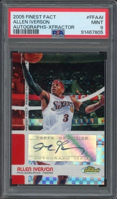 2005 Finest Fact #FFAAI Autographs-Xfractor Allen Iverson PSA MINT 9 POP 1 - Image 1 of 3