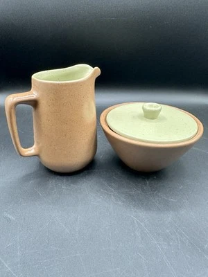 Metlox Manhattan Beach Sugar & Creamer Abacate Interior MCM VINTAGE Estado Perfeito - Imagem 1 de 4