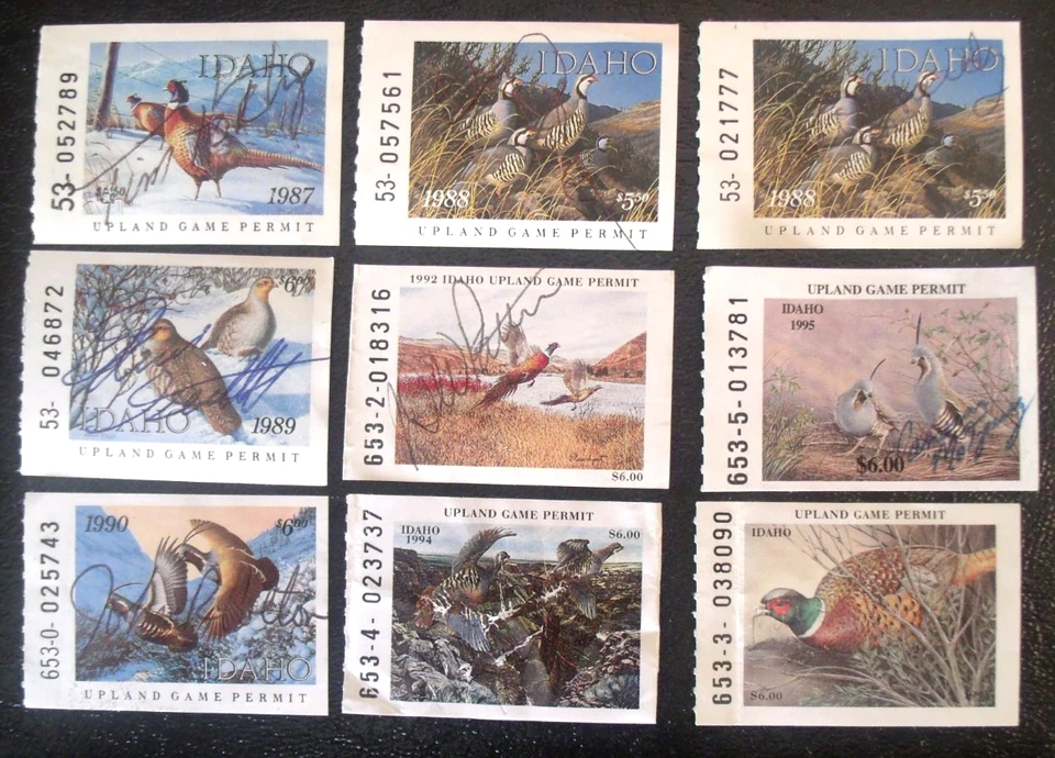 9 Idaho upland Game Hunting Stamps  Lot#79z - Image 1 of 1