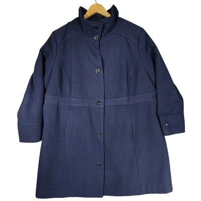Abrigo Tommy Hilfiger Tweed 3X Mujer Azul Marino Chaqueta Larga Preppy Darkacademia Foto 1 de 4