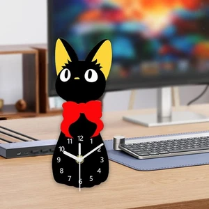 Adorable Cat Table Clock Silent Tabletop Ornament for Desk Farmhouse Bedside - Picture 1 of 7