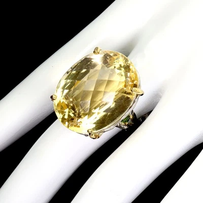 925 Sterling Silver Ring Oval Citrine 61ct Handmade Gem Jewelry Size 7.5 Rare - Image 1 of 4