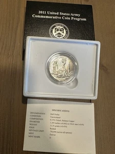 2011 D U.S. Army Commemorative Half Dollar Coin US Mint - Clad & Uncirculated - Picture 1 of 3