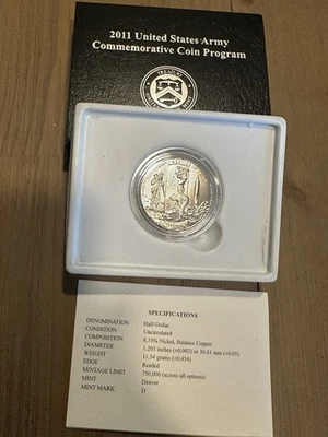 2011 D U.S. Army Commemorative Half Dollar Coin US Mint - Clad & Uncirculated - Image 1 of 3