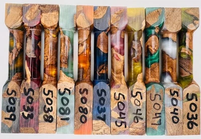 Caneta em branco * Olive Burl e epóxi híbrido * Mica em pó colorido - Imagem 1 de 4