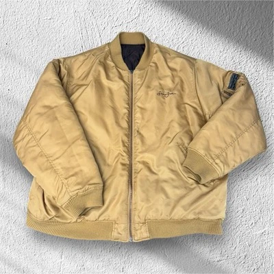 Chaqueta Bomber Vintage Sean John Hombres XL Marrón Reversible Cremallera Auténtica Aviador Foto 1 de 4