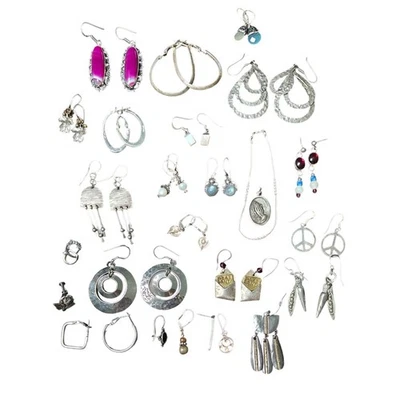 Pendientes de plata de ley 45 piezas FIRMADOS todos ponibles piedras preciosas de ágata rosa de colección modernos Foto 1 de 4