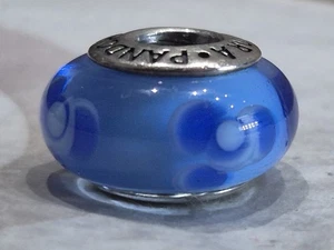 Retired Pandora 925 Silver Murano Blue Flowers for you Glass Bead Charm 790644 - Picture 1 of 5