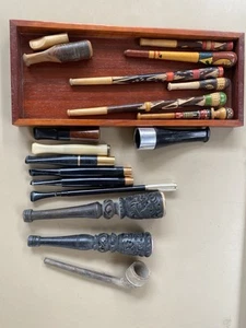 Lotto Pipe Bocchini E Cilum Vintage Epoca Collezione - Foto 1 di 24