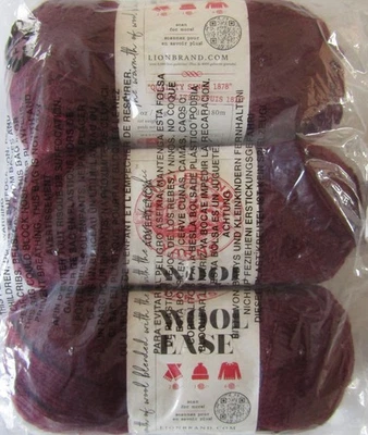 Lion Brand Wool Ease Tawny Port Wool Blend Yarn - 197 Yards #4 Weight - 3 Skeins - Image 1 of 2