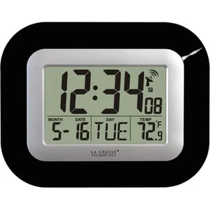 La Crosse Technology WT-8005U-B Atomic Digital Wall Clock with IN Temp and Da... - Picture 1 of 1
