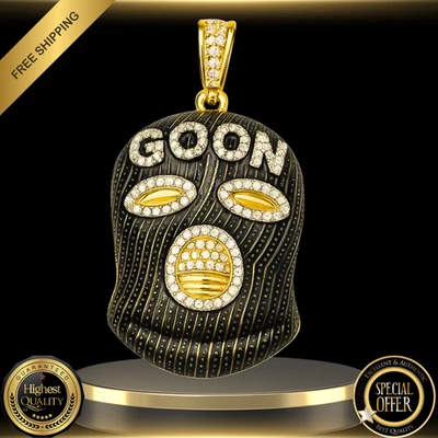 Colgante Cara de Goón Circonita cúbica Lujo Tono Oro 14K + Cadena Cubana Tono Oro 24 pulgadas Foto 1 de 4