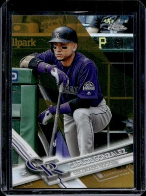 2017 Topps Chrome Carlos González Gold Refractor #/50 Rockies Foto 1 de 2