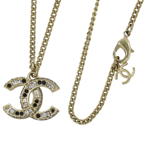Collana CHANEL CC con strass placcati oro nero