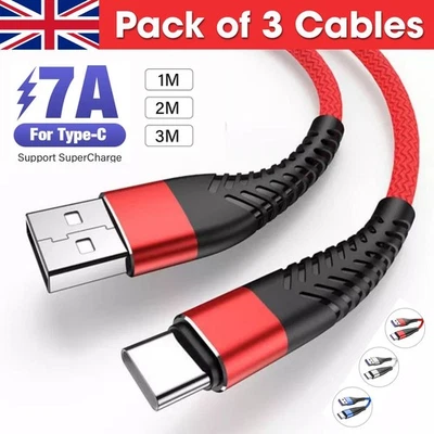 USB A to Type C Fast Charger Cable 3A For Samsung Mobile Phone Lead USB C Cable - Image 1 of 4