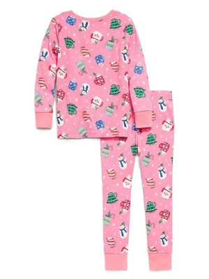 Nuevo conjunto de pijama de dos piezas de tazas navideñas rosa antiguo azul marino talla 6T nuevo con etiquetas Foto 1 de 2