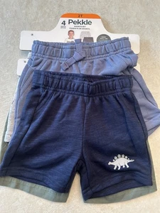 Pekkle Boys 4 Short Set -  Navy, Blue, Gray, & Green - Size 2T - NWT - Picture 1 of 7