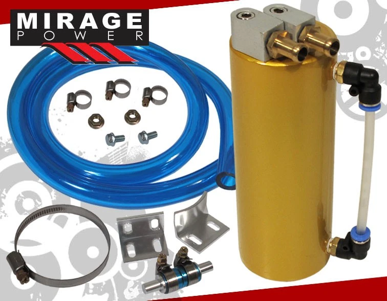 High Capacity Round Cylinder Gold Billet Aluminum Oil Catch Can Reservoir Tank Foto 1 de 4