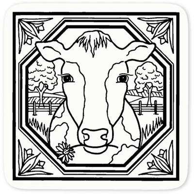 'Square Cow Motif' Clear Sticker Decals (DC007213) - Imagem 1 de 4