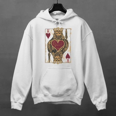 Sudadera con Capucha King Of Hearts Vintage Tarjeta de Juego Sudadera Retro Casino Poker Gráfico Foto 1 de 4